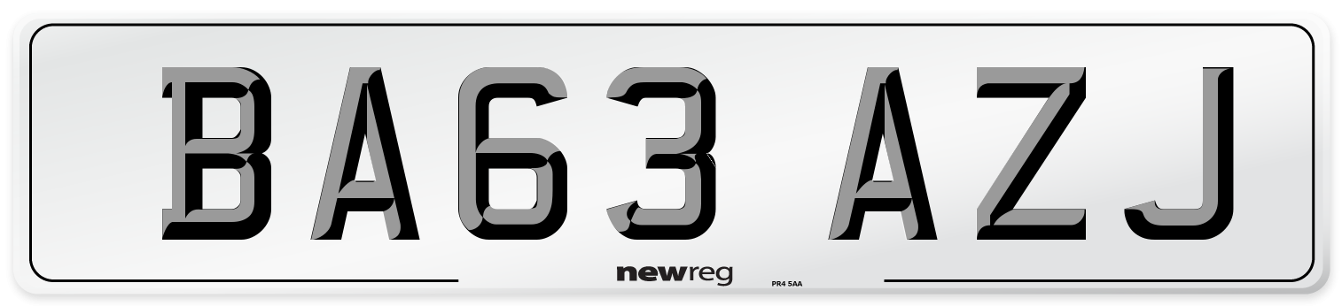 BA63 AZJ Number Plate from New Reg